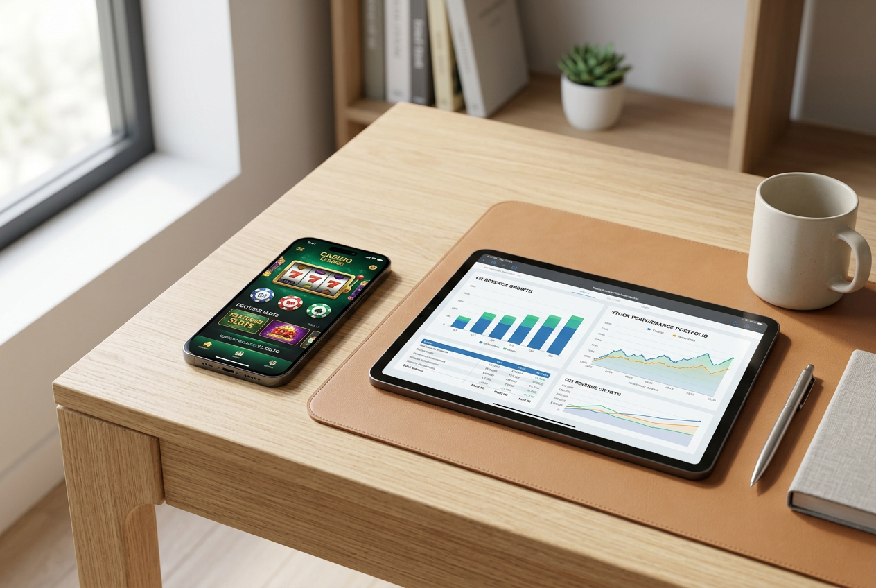 Interfejs rankingu kasyn na smartfonie i tablecie