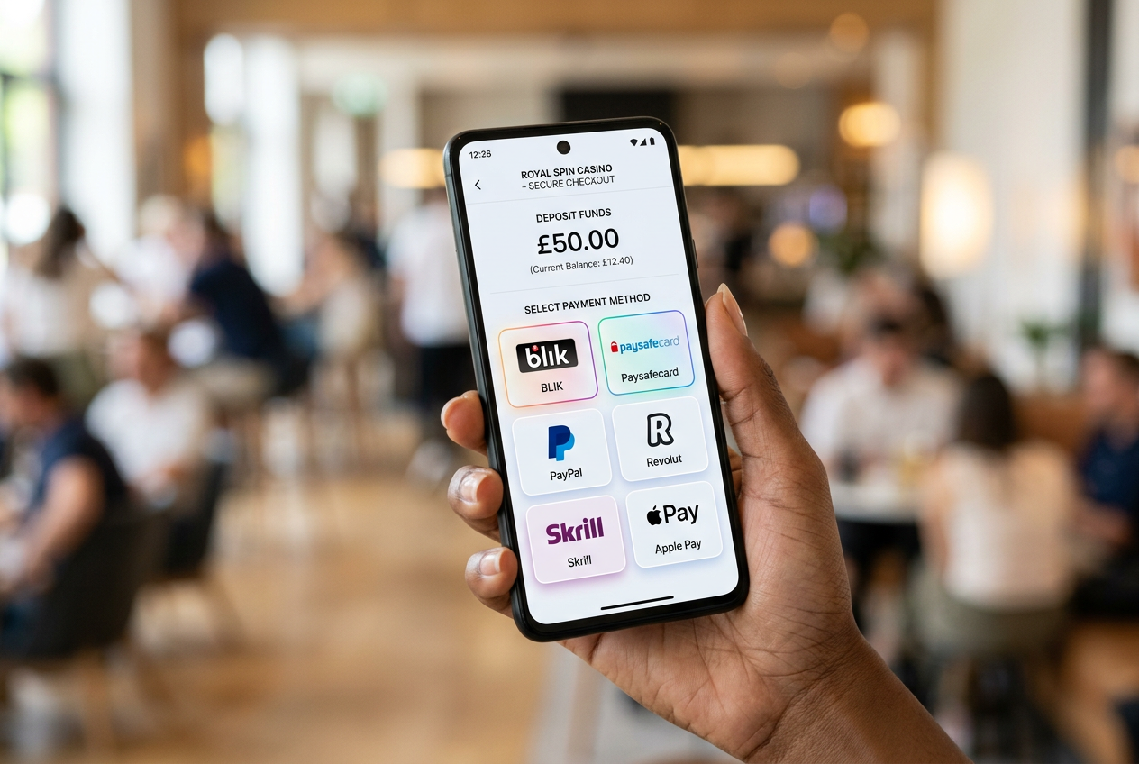 Smartphone screen displaying various secure payment methods for online deposits